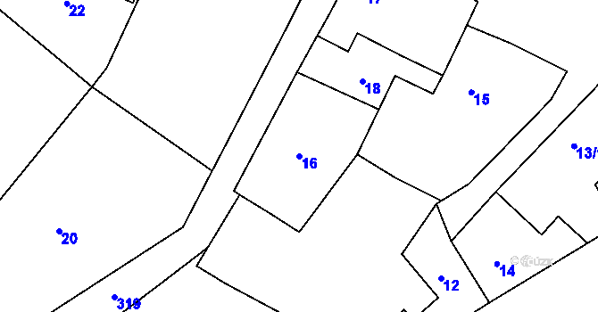 Parcela st. 16 v KÚ Čilec, Katastrální mapa