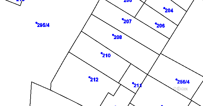 Parcela st. 210 v KÚ Čilec, Katastrální mapa