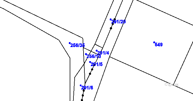 Parcela st. 291/4 v KÚ Čilec, Katastrální mapa