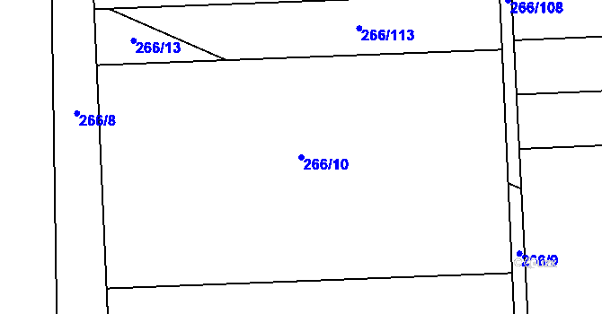 Parcela st. 266/10 v KÚ Čilec, Katastrální mapa