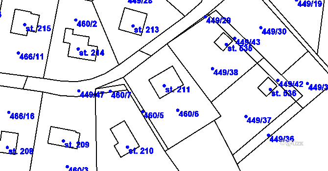 Parcela st. 211 v KÚ Čím, Katastrální mapa