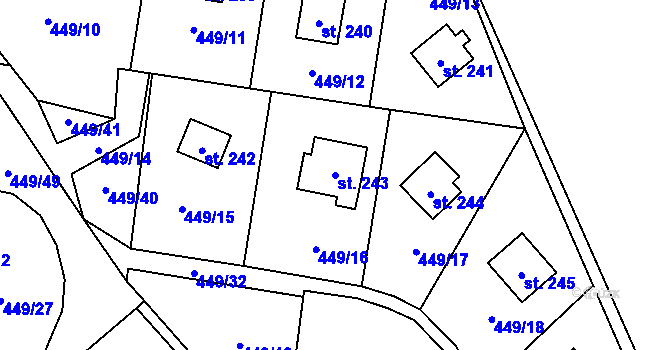 Parcela st. 243 v KÚ Čím, Katastrální mapa