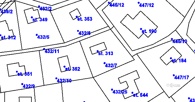 Parcela st. 313 v KÚ Čím, Katastrální mapa