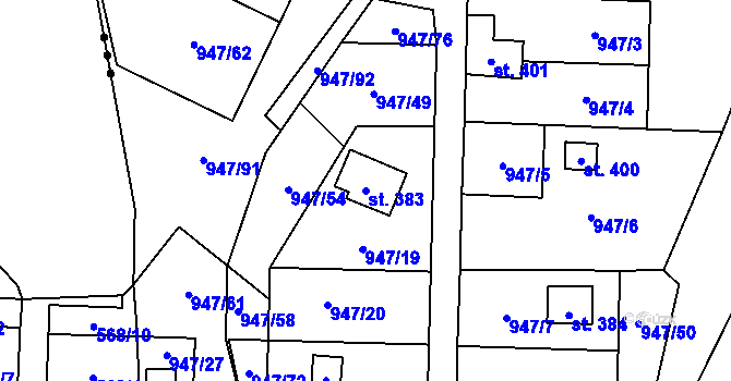 Parcela st. 383 v KÚ Čím, Katastrální mapa