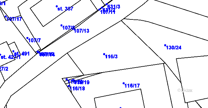 Parcela st. 116/3 v KÚ Čím, Katastrální mapa