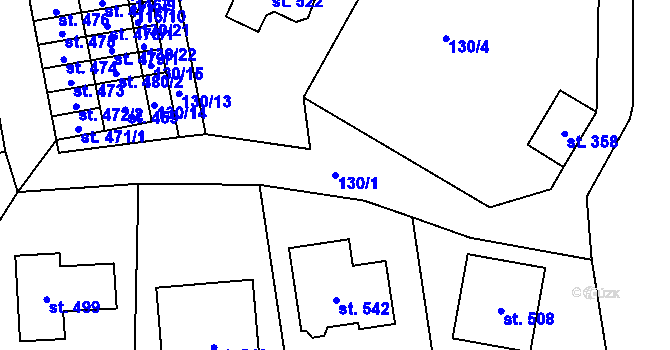 Parcela st. 130/1 v KÚ Čím, Katastrální mapa