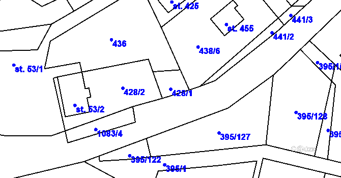 Parcela st. 428/1 v KÚ Čím, Katastrální mapa