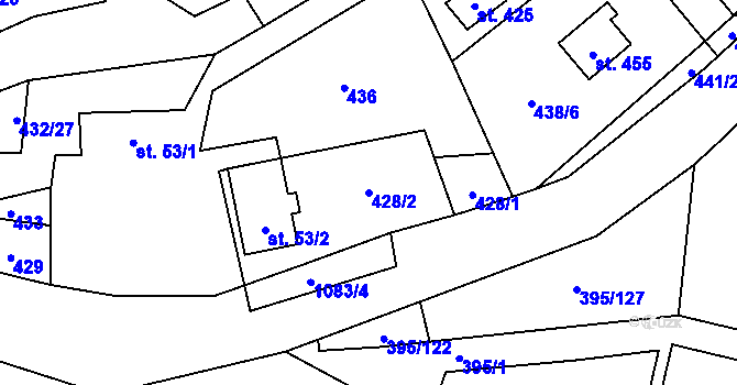 Parcela st. 428/2 v KÚ Čím, Katastrální mapa