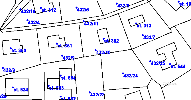 Parcela st. 432/10 v KÚ Čím, Katastrální mapa