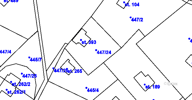Parcela st. 447/24 v KÚ Čím, Katastrální mapa