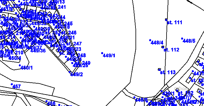 Parcela st. 449/1 v KÚ Čím, Katastrální mapa
