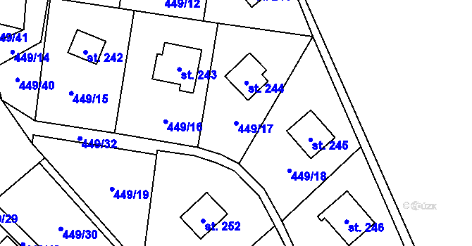 Parcela st. 449/17 v KÚ Čím, Katastrální mapa