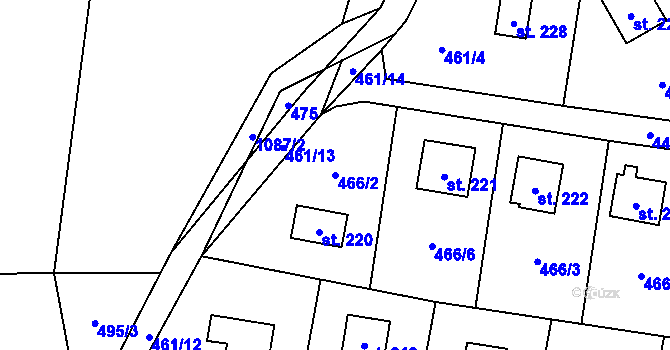 Parcela st. 466/2 v KÚ Čím, Katastrální mapa
