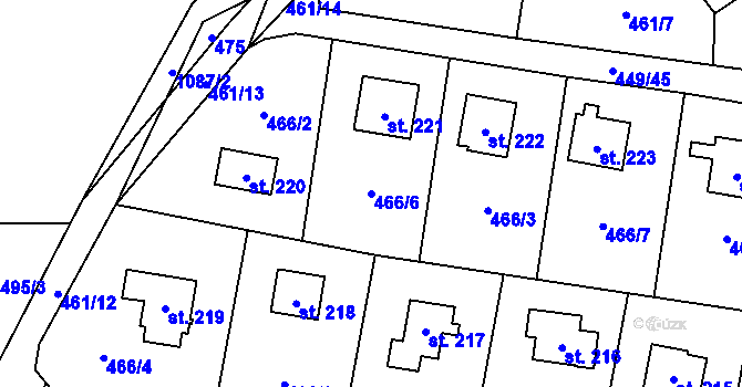 Parcela st. 466/6 v KÚ Čím, Katastrální mapa
