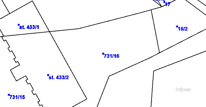 Parcela st. 731/16 v KÚ Čím, Katastrální mapa