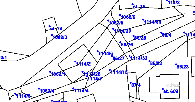 Parcela st. 1114/6 v KÚ Čím, Katastrální mapa