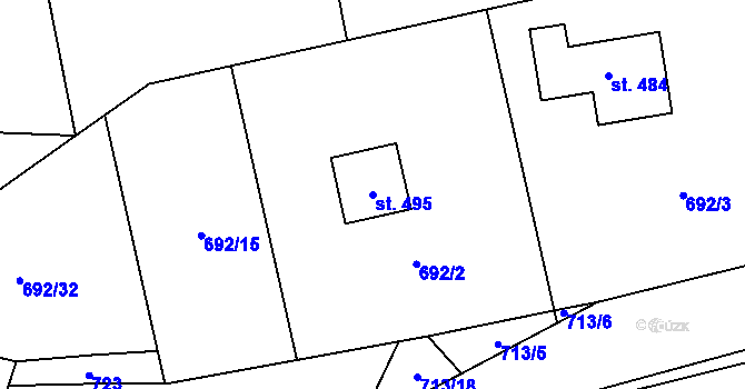 Parcela st. 495 v KÚ Čím, Katastrální mapa
