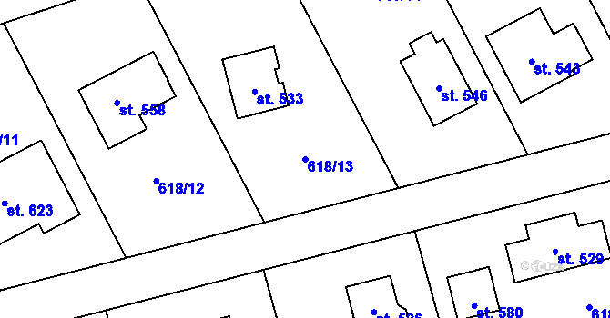 Parcela st. 618/13 v KÚ Čím, Katastrální mapa