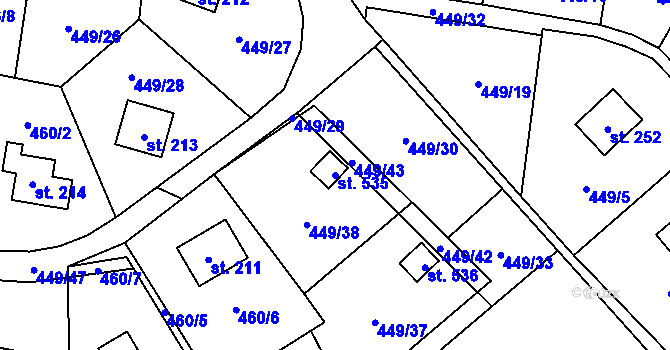 Parcela st. 535 v KÚ Čím, Katastrální mapa
