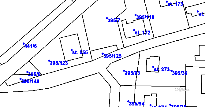 Parcela st. 395/125 v KÚ Čím, Katastrální mapa
