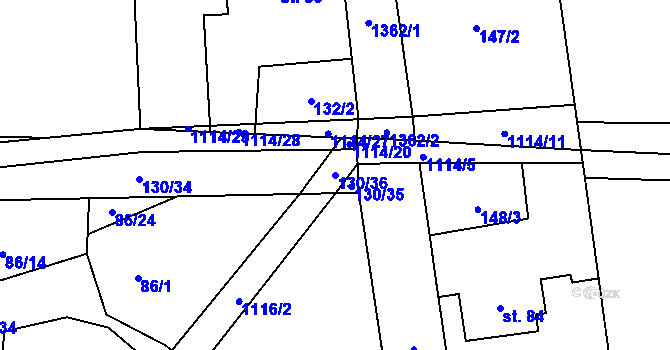 Parcela st. 130/36 v KÚ Čím, Katastrální mapa