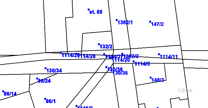Parcela st. 1114/27 v KÚ Čím, Katastrální mapa