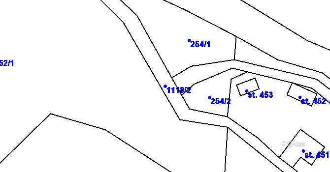 Parcela st. 1118/2 v KÚ Čím, Katastrální mapa
