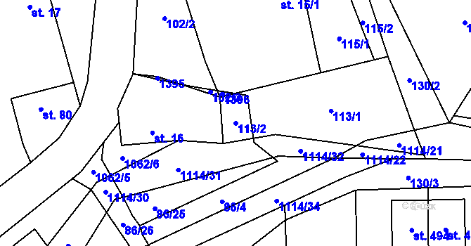 Parcela st. 113/2 v KÚ Čím, Katastrální mapa