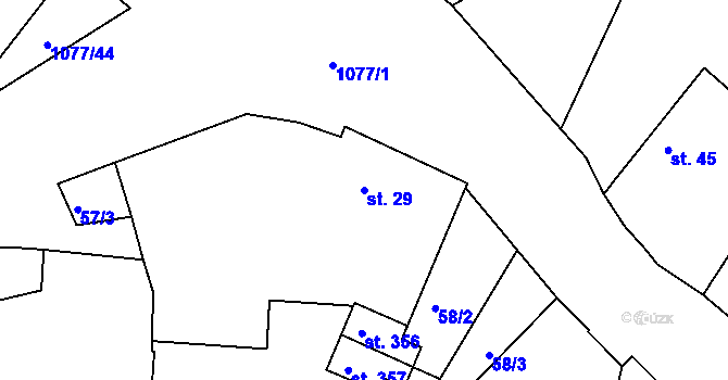 Parcela st. 29 v KÚ Čimelice, Katastrální mapa