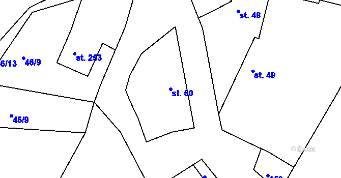 Parcela st. 50 v KÚ Čimelice, Katastrální mapa