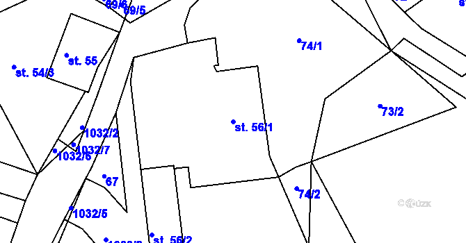Parcela st. 56/1 v KÚ Čimelice, Katastrální mapa