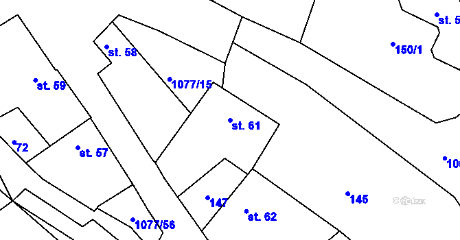 Parcela st. 61 v KÚ Čimelice, Katastrální mapa
