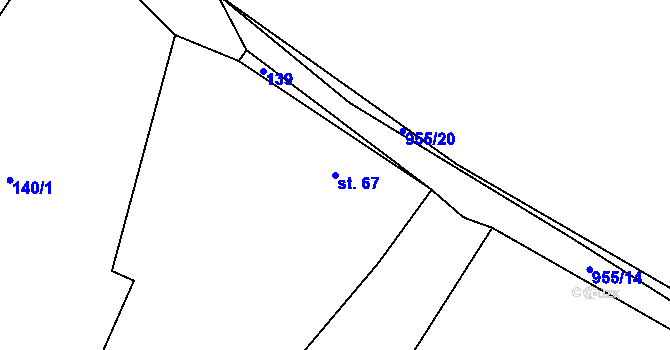 Parcela st. 67 v KÚ Čimelice, Katastrální mapa