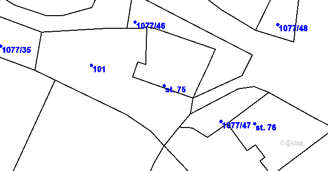 Parcela st. 75 v KÚ Čimelice, Katastrální mapa
