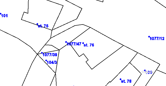 Parcela st. 76 v KÚ Čimelice, Katastrální mapa