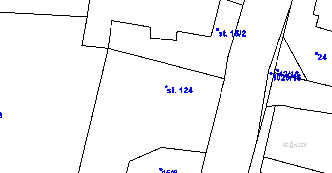 Parcela st. 124 v KÚ Čimelice, Katastrální mapa