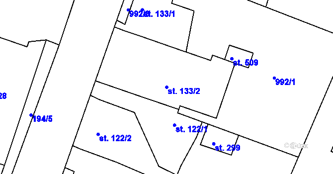 Parcela st. 133/2 v KÚ Čimelice, Katastrální mapa