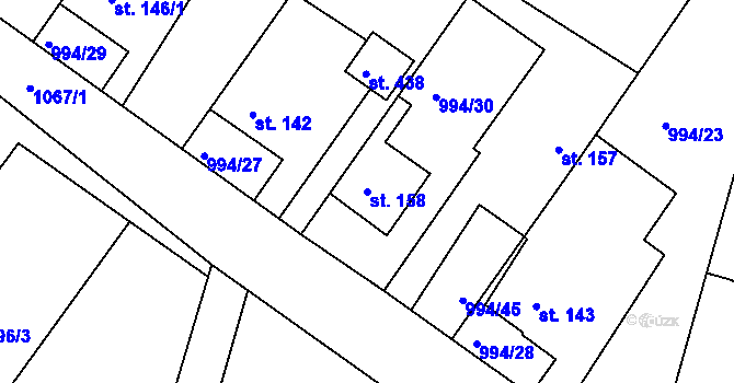 Parcela st. 158 v KÚ Čimelice, Katastrální mapa