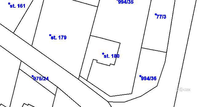 Parcela st. 180 v KÚ Čimelice, Katastrální mapa