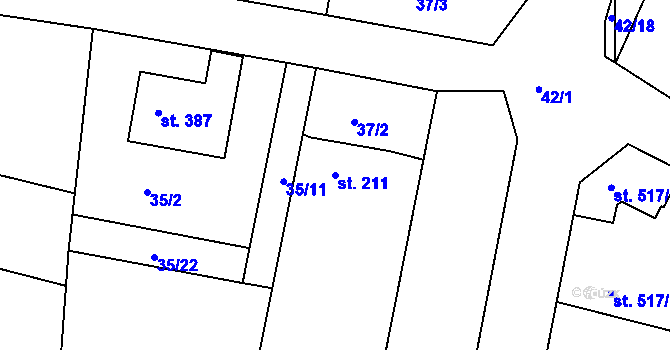 Parcela st. 211 v KÚ Čimelice, Katastrální mapa