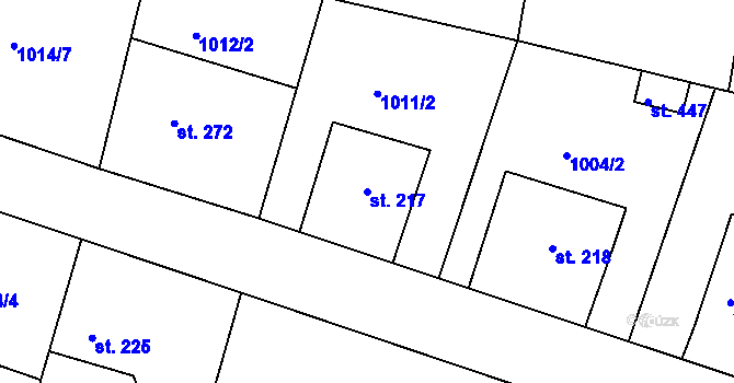 Parcela st. 217 v KÚ Čimelice, Katastrální mapa