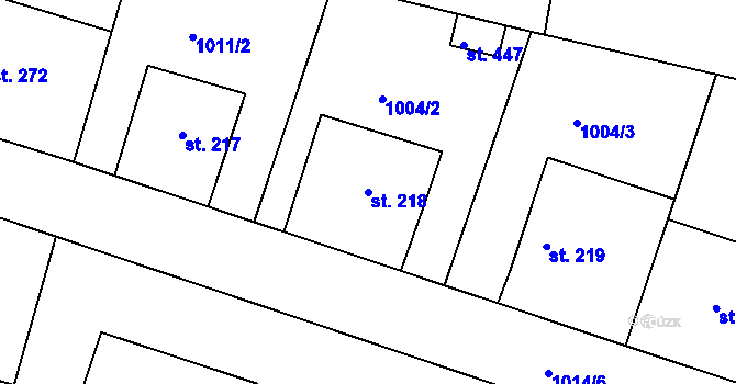 Parcela st. 218 v KÚ Čimelice, Katastrální mapa