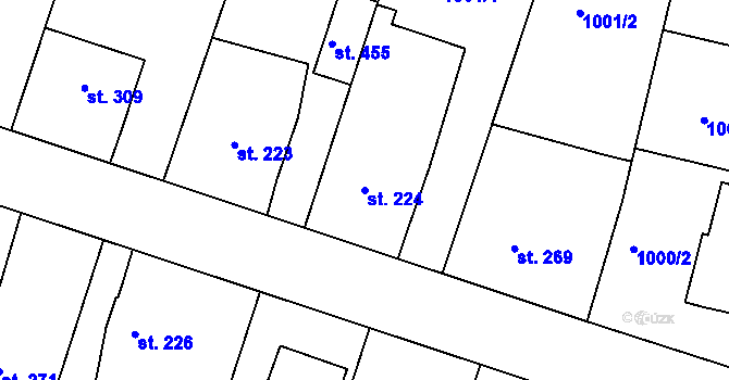Parcela st. 224 v KÚ Čimelice, Katastrální mapa