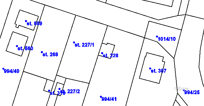 Parcela st. 228 v KÚ Čimelice, Katastrální mapa