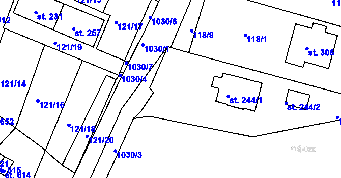 Parcela st. 244/3 v KÚ Čimelice, Katastrální mapa