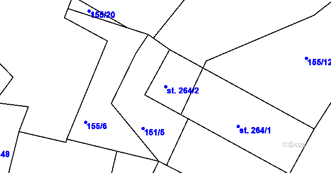 Parcela st. 264/2 v KÚ Čimelice, Katastrální mapa