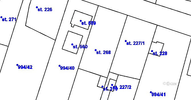 Parcela st. 268 v KÚ Čimelice, Katastrální mapa