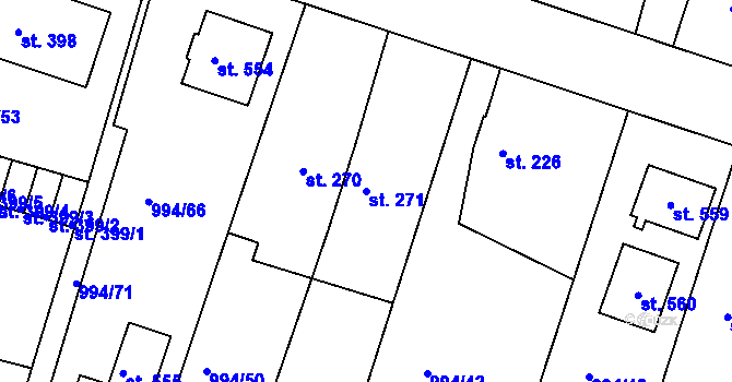 Parcela st. 271 v KÚ Čimelice, Katastrální mapa