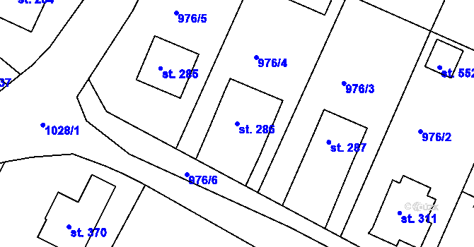 Parcela st. 286 v KÚ Čimelice, Katastrální mapa