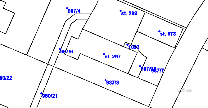 Parcela st. 297 v KÚ Čimelice, Katastrální mapa